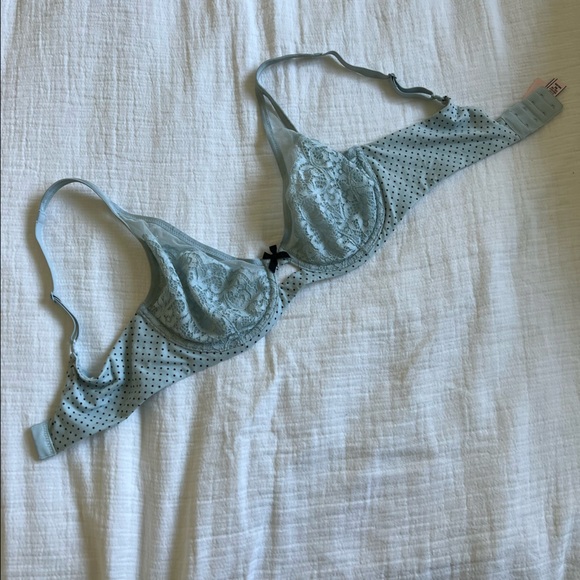 VICTORIA’S SECRET Unlined Elongated Demi Bra, Frosty Blue Dots, 34D - Picture 4 of 11